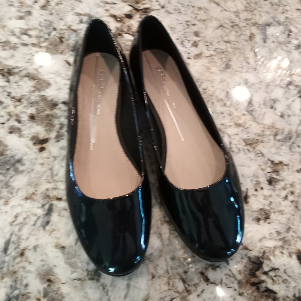 ECCO Ballerina Ballet Flat Black Patent Leather